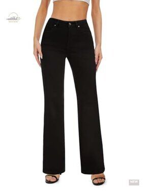 High Waisted Wide Leg Baggy Stretch Denim Jeans Flared